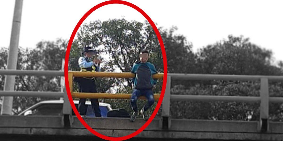 “Mor, esa no es la solución”: agente de tránsito en Medellín salvó a hombre que quiso tirarse de un puente