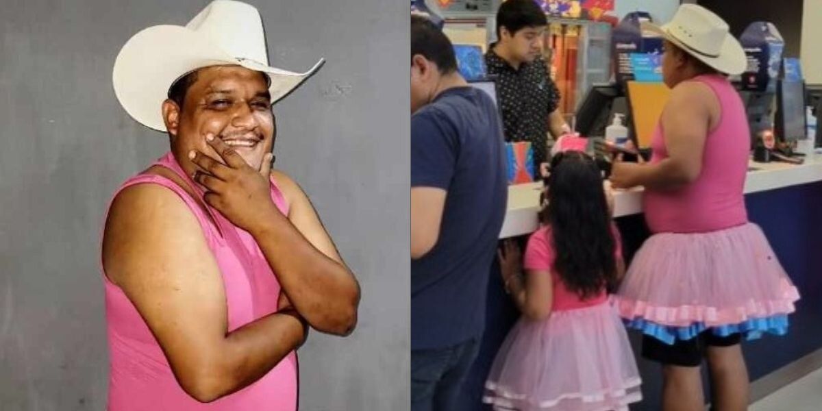 Papá se viste de Barbie para ir al cine con su hija y se vuelve viral