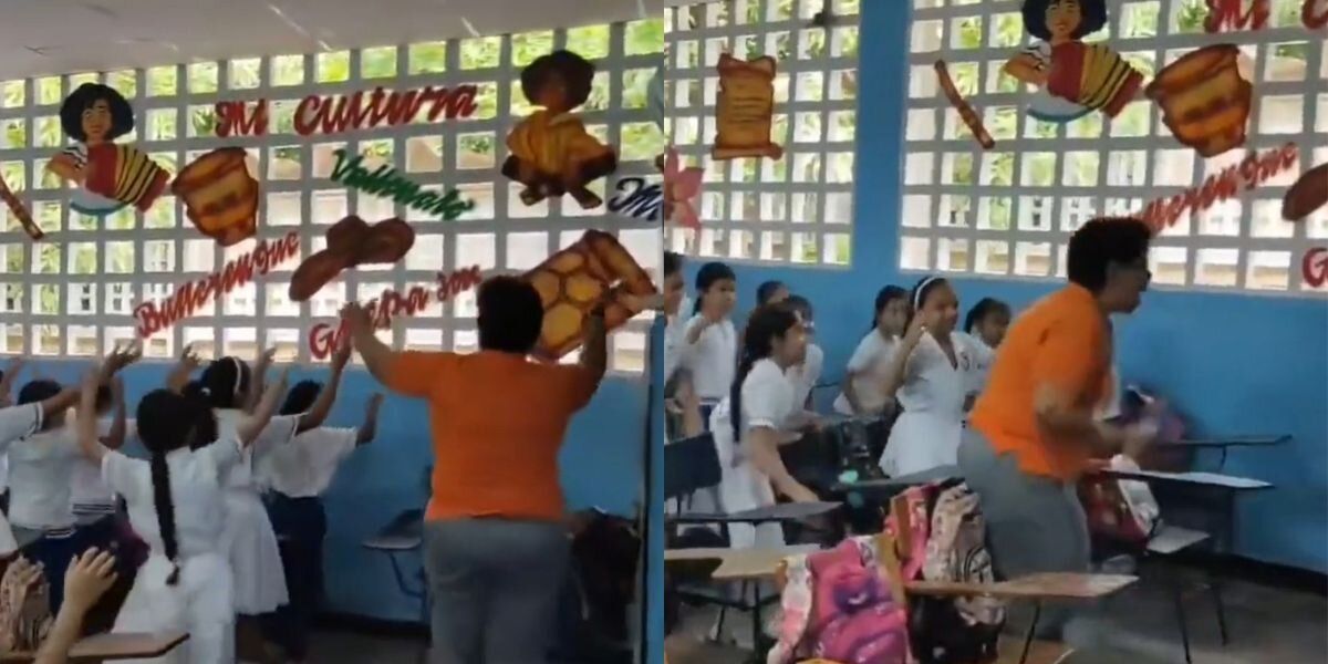 Profesora en Malambo motiva a sus alumnos con clases de baile