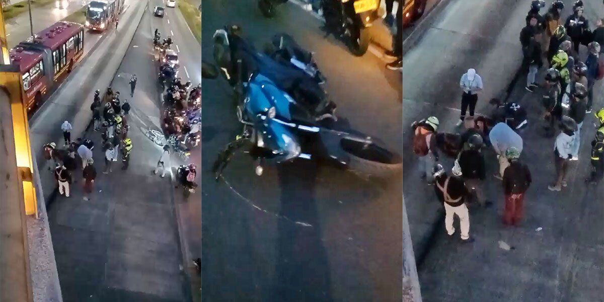 Motociclista cae desde puente vehicular cerca a la Universidad Nacional en Bogotá