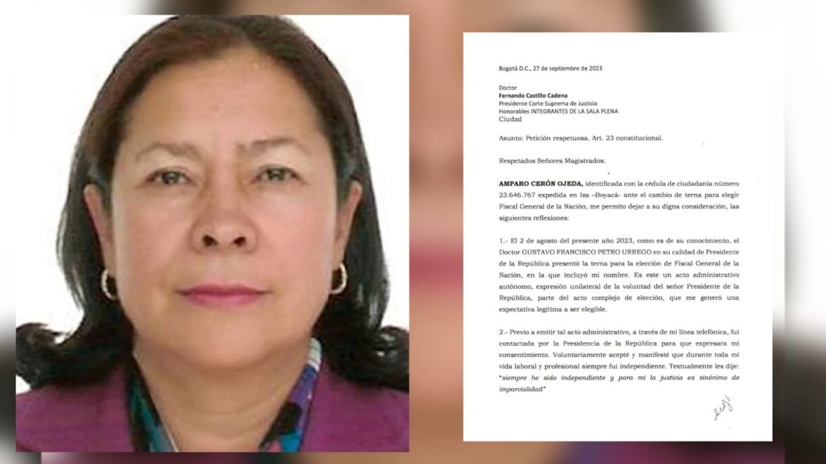 Amparo Cerón envió nueva carta a la Corte Suprema: pide que se respete su elección a la terna del fiscal