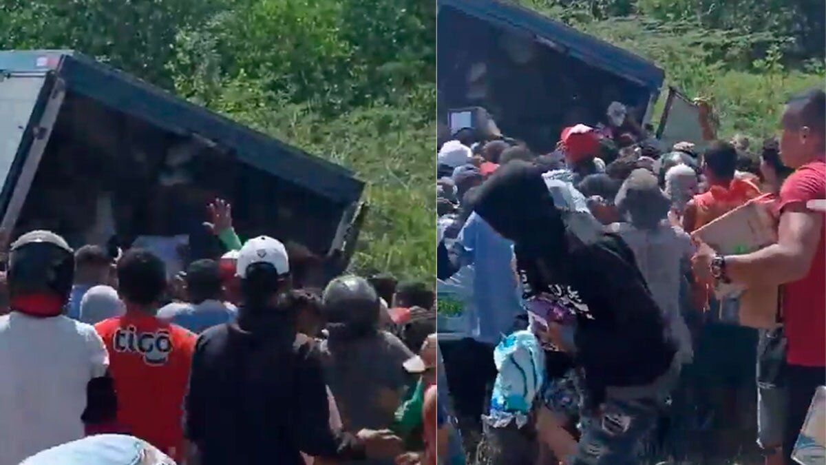 Video | Saquean en Tasajera un camión volcado que transportaba medicamentos: se repite la historia