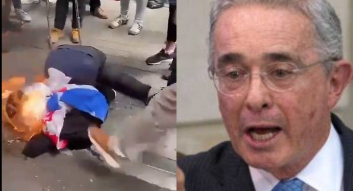 Esta fue la reacción de Álvaro Uribe por la quema de un muñeco con la cara de Petro