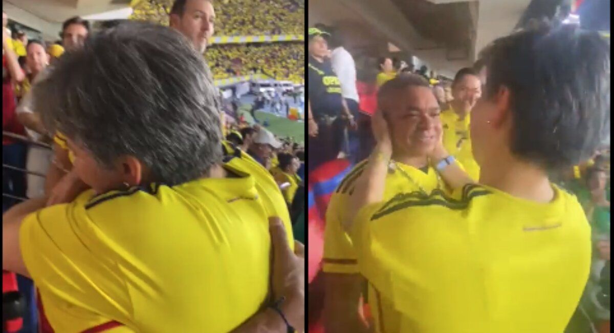 Claudia López abrazó al papá de ‘Lucho’ Díaz tras victoria de Colombia sobre Brasil