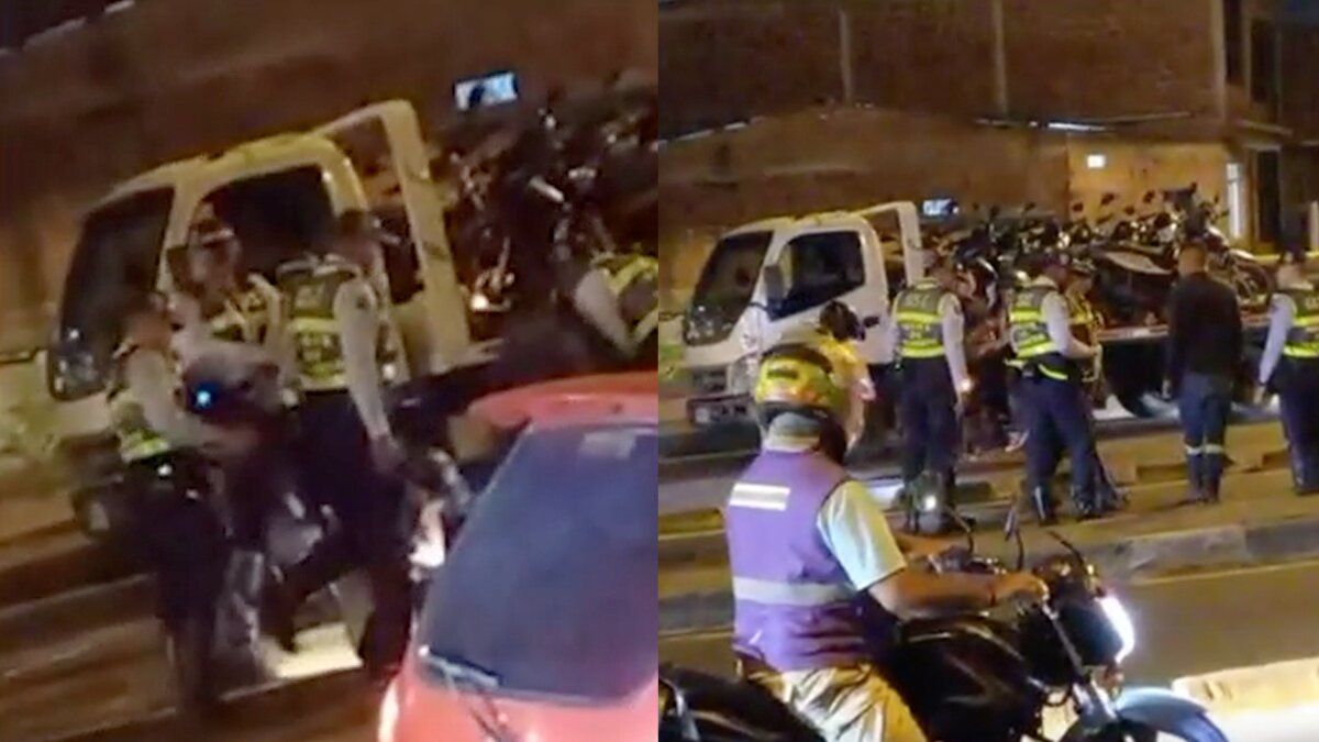 Video | Agentes de Tránsito en Cali patean a motocilcista que los agredió