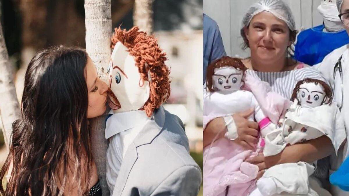 Mujer “casada” con muñeco de trapo aseguró que tuvo mellizas: dice que es duro “ser mamá”