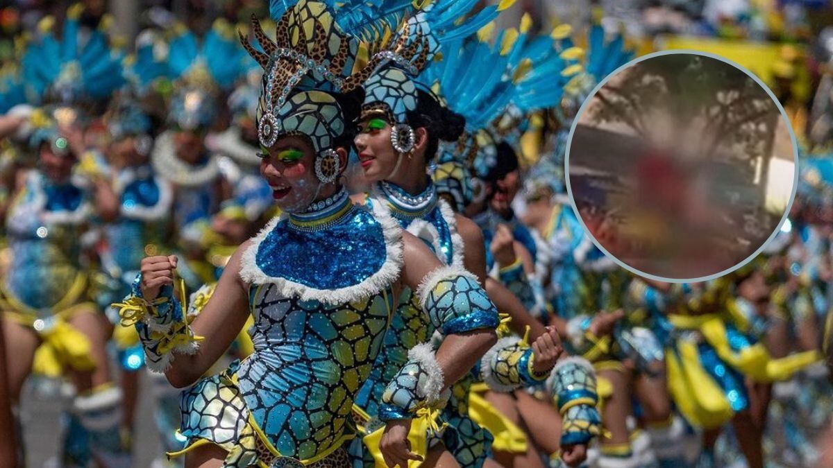 Carnaval de Barranquilla: mujer completamente desnuda en carroza