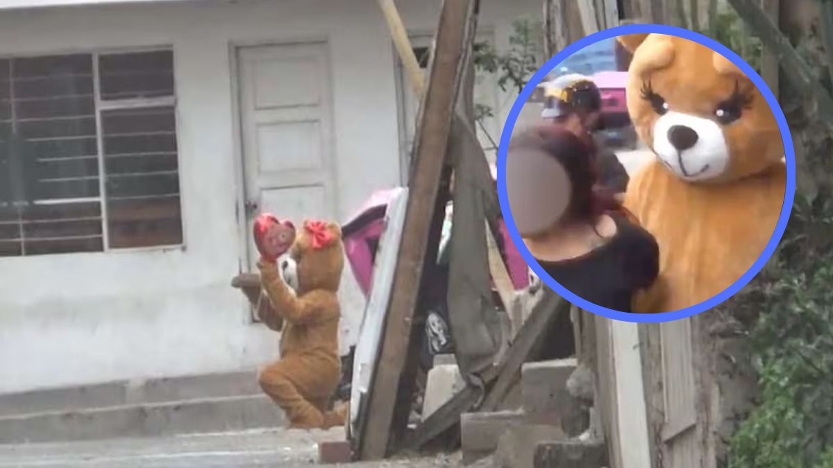 Video | Policía se disfrazó de oso en San Valentín para poder capturar a dos delincuentes