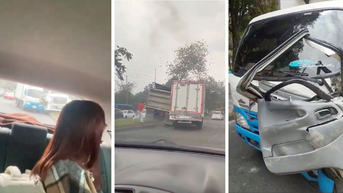 Video | Intolerancia en Bogotá: camión cerró el paso a volqueta y esta le dobló la puerta