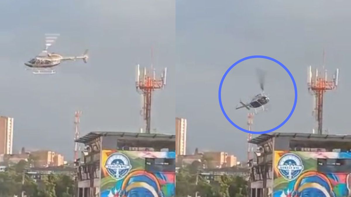 Video | Usuarios reportan fuerte caída de un helicóptero privado en Medellín