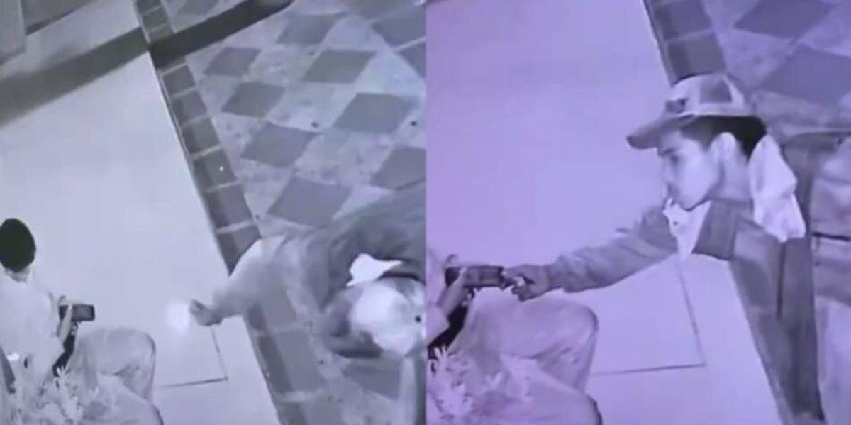 Video | Vigilante se quedó dormido con el celular en la mano y se lo robaron sigilosamente