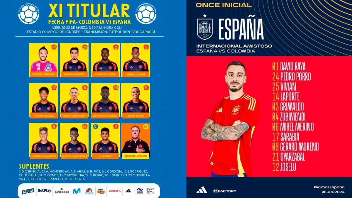 Luis Díaz, titular con Colombia: así quedaron los equipos para el partido contra España