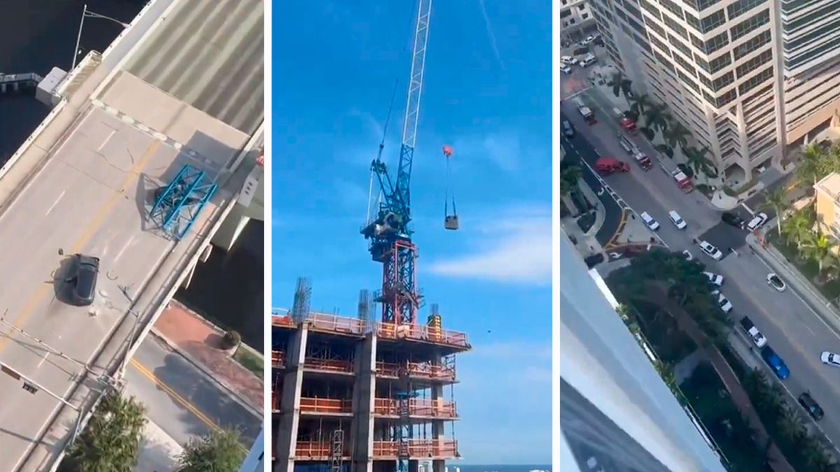 Video | Una grúa cayó sobre un puente levadizo en Miami: un muerto y dos heridos
