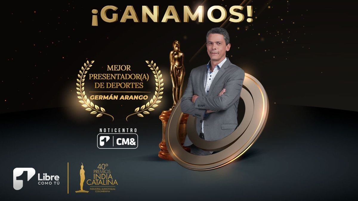 Germán Arango de Noticentro 1 CM& gana India Catalina como mejor presentador de deportes