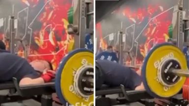 Video | Hombre casi muere en el gimnasio por pesa que le cortó la
