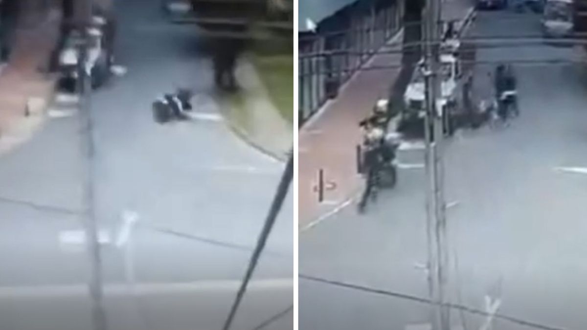 Video Ladrones cayeron de la moto durante persecución policial en Bogotá