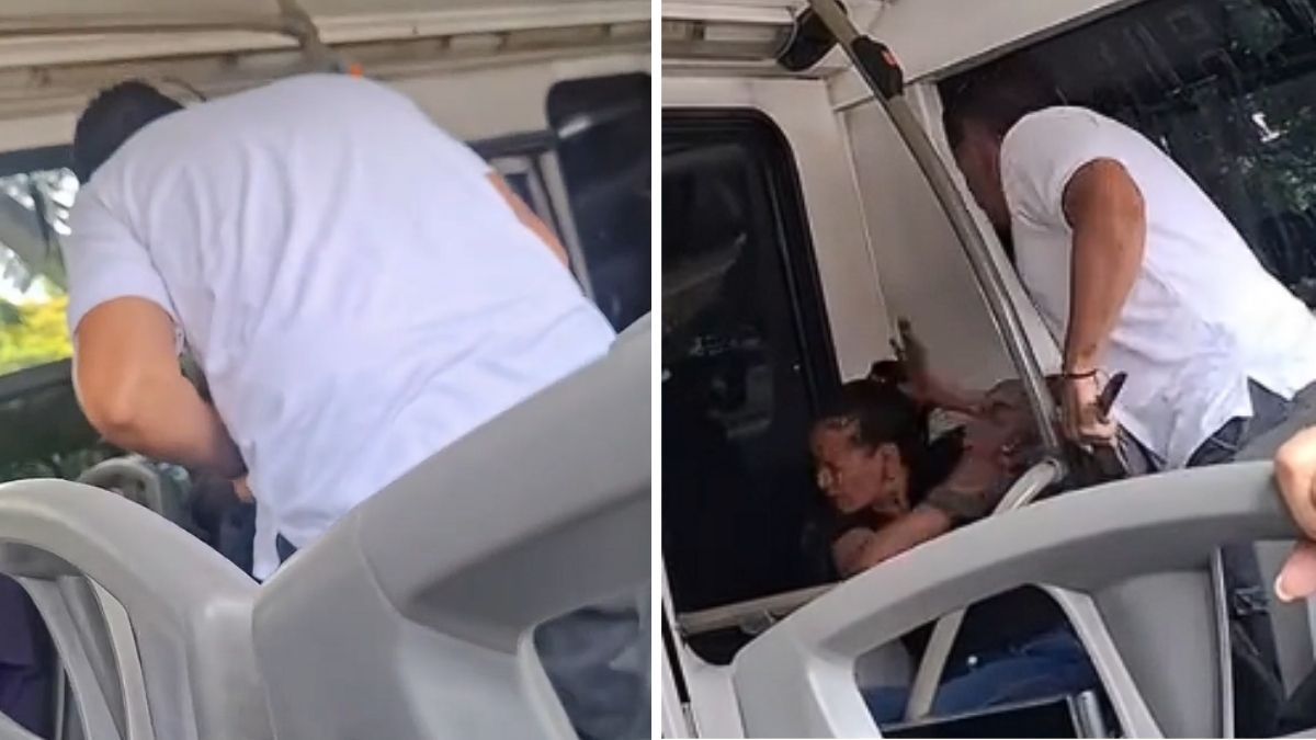 Video Conductor de bus enfrenta a dos presuntas ladronas
